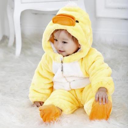 Eco Friendly Yellow Duck Baby Hoodie Baby Onesie..